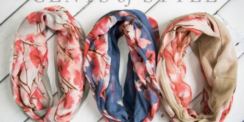 Cherry Blossom Infinity Scarf AND Turquoise Teardrop Earrings ONLY $8.95 Shipped