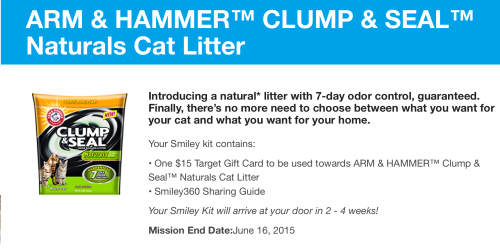 *HOT* Smiley360: Possible Arm & Hammer Cat Litter Mission = FREE $15 Target Gift Card if You Qualify