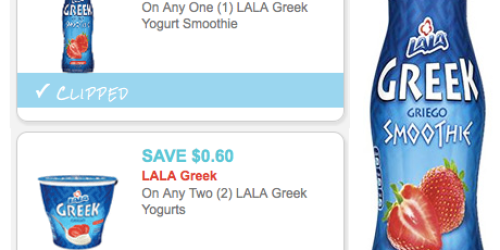 2 New LALA Greek Yogurt Coupons