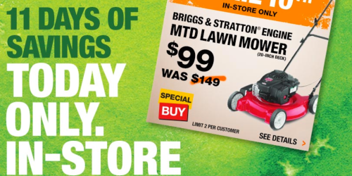 Home Depot: Briggs & Stratton Engine MTD Lawn Mower Only $99 (Reg. $149) – Today & In-Store Only