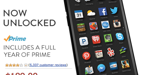 Amazon Fire Phone 32GB – Unlocked GSM + One FREE Year Amazon Prime Only $189 (Reg. $449)