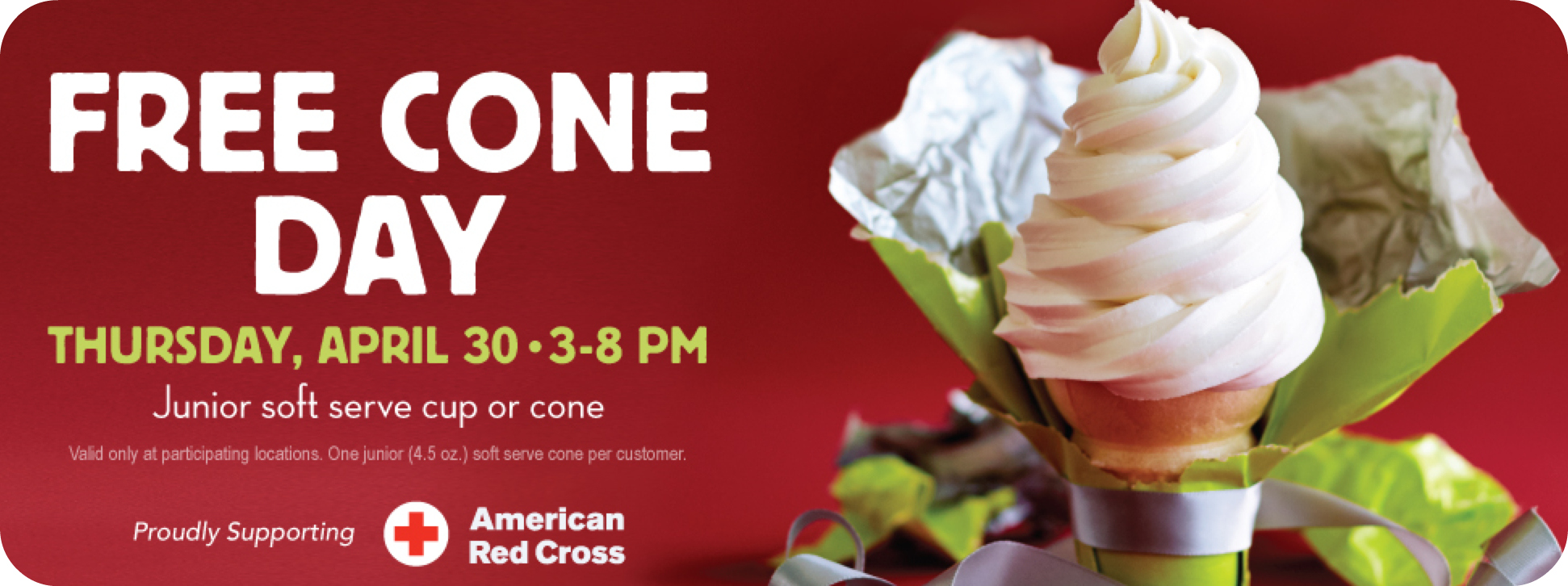 Carvel Ice Cream Free Junior Cone or Cup April 30th