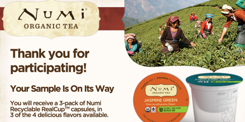 FREE 3-Pack Sample of Numi Organic Tea Recyclable RealCup Capsules (Facebook)