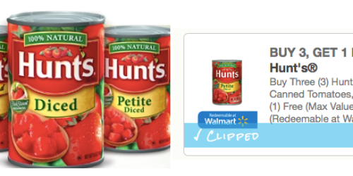 *Buy 3 Get 1 FREE Hunt’s Canned Tomatoes Coupon*