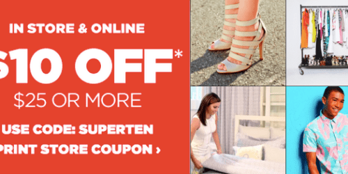 JCPenney: $10 Off $25 Purchase Valid In-Store & Online (+ Possible $10 Off $10 Coupon – Check Your Mailbox)