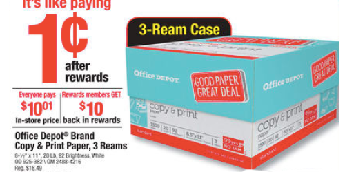 Office Depot/OfficeMax: 3-Reams Copy & Print Paper Only 1¢ (After Rewards) – Valid In-Store Only