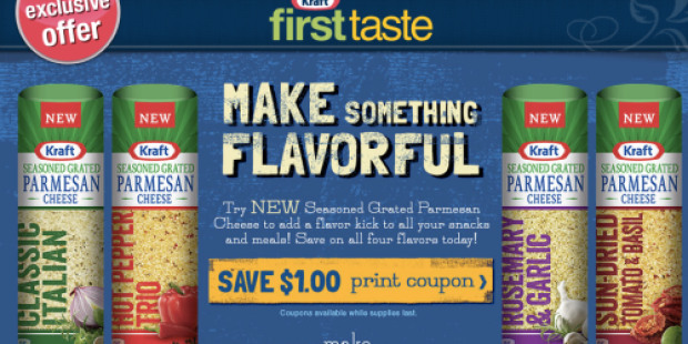 Kraft First Taste Members: *NEW* $1/1 or $1.50/1 Kraft Seasoned Grated Parmesan Cheese Coupon