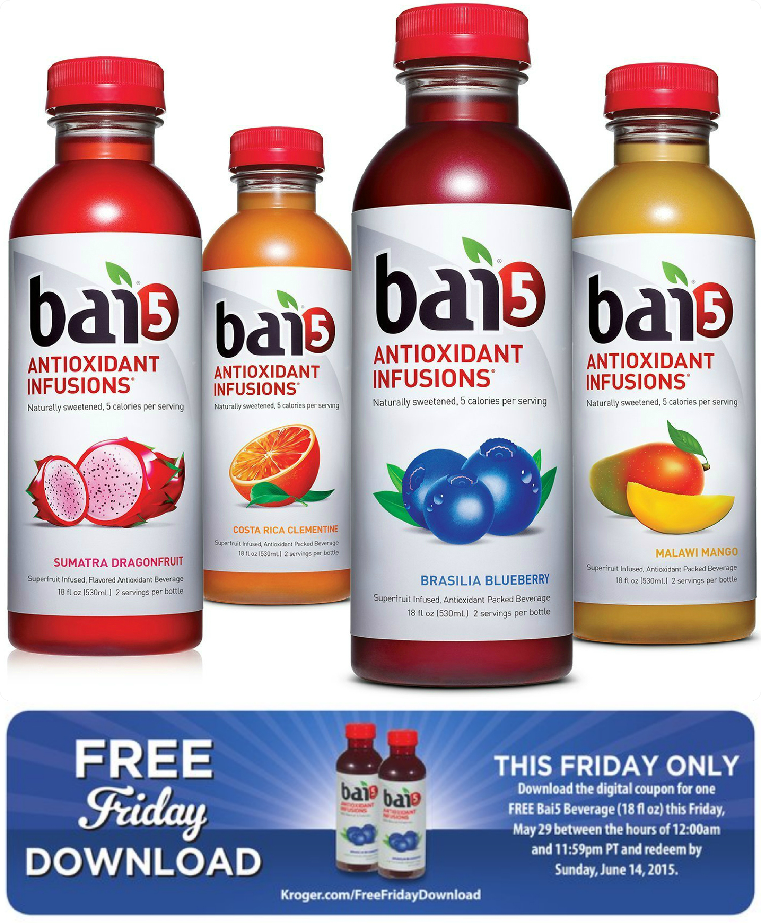 Kroger & Affiliates: FREE Bai5 Antioxidant 18oz Beverage (Must Load ...