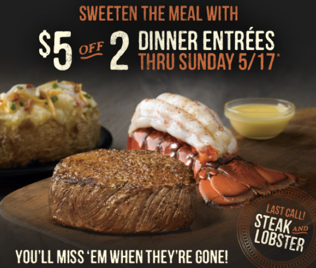 Outback Steakhouse 5 Off 2 Dinner Entrees