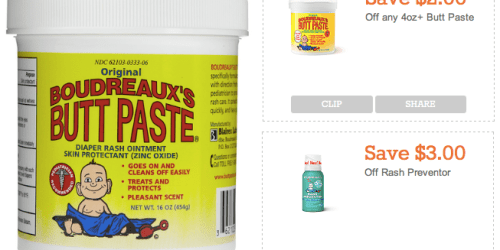 High Value $2/1 Boudreaux Butt Paste Coupon & $3/1 Boudreaux Rash Preventor Coupon (2 Links!)