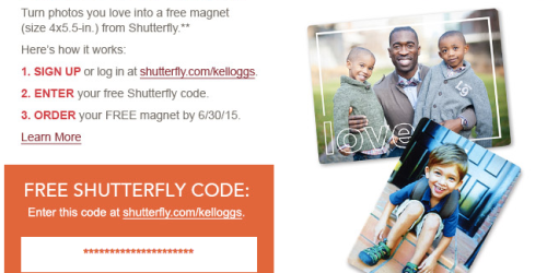 Kellogg’s Family Rewards Members: Possible FREE Shutterfly Photo Magnet (Check Your Inbox)