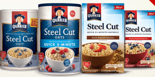 NEW $1/1 Quaker Quick 3-Minute Steel Cut Oatmeal Coupon + 15% Off Target Cartwheel Offer