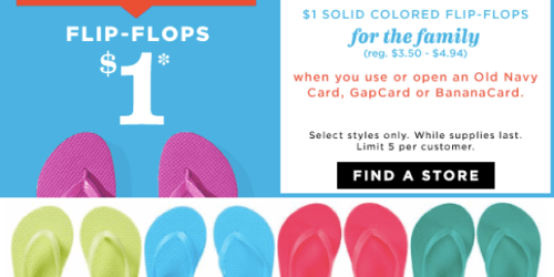 Old Navy: $1 Flip Flops In-Store Sale (Cardholders Only!) + Women’s Dresses Only $10 & More