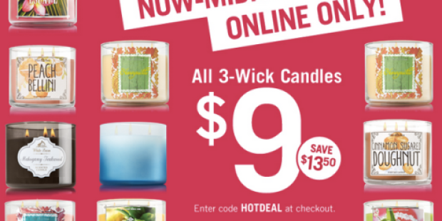 Bath & Body Works: 3-Wick Candles Only $9 (Reg. $22.50!) – Flash Sale Ends at Midnight