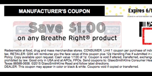 New $1/1 ANY Breathe Right Product Coupon (No Size Restrictions!) = Possibly Free Nasal Strips at Walmart