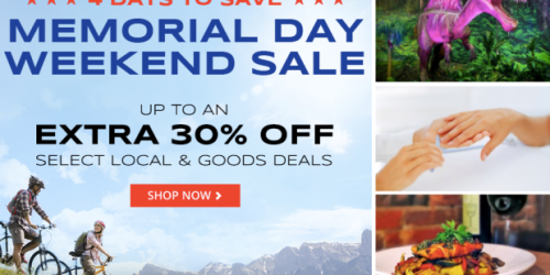 Groupon Memorial Day Sale: Extra 30% Off Select Local & Goods Deals (4 Days Only)