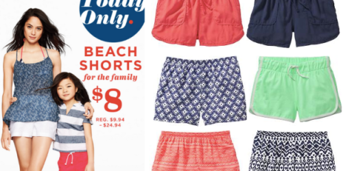 Old Navy: Beach Shorts for the Family Only $8 (Reg. Up To $24.94) In-Store & Online – Today Only
