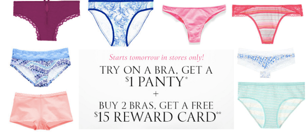 Victoria's Secret: $1 Cotton Panty When You Try on Bra Starting