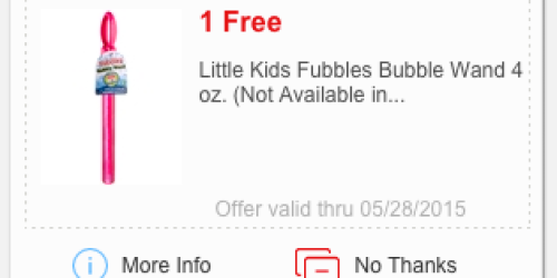 Meijer mPerks: Possible FREE Little Kids Fubbles Bubble Wand Coupon