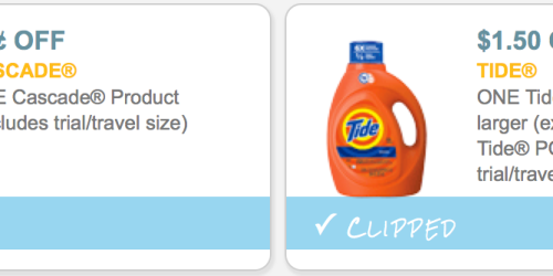 High Value Tide Detergent & Cascade Coupons = 5 Items Only $2.65 Each After Cash Card at CVS (Thru 5/30)