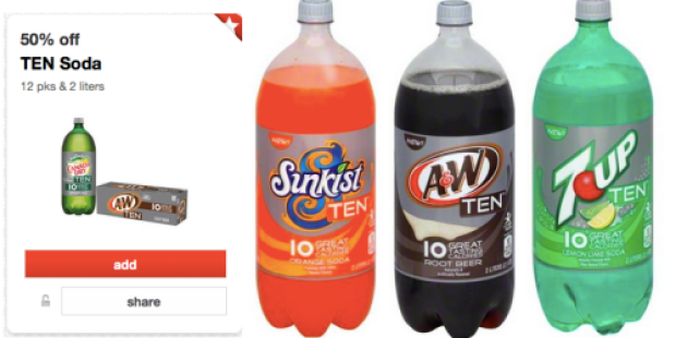 Target: TEN Soda 2-Liter Bottles 60¢ Each Starting Sunday (Load Cartwheel Offer Now)