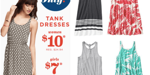 Old Navy Cardholders: $7-$10 Tank Dresses for Women and Girls In-Store Only (Up to $24 Value) + More