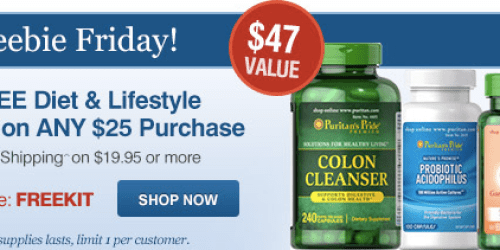 Puritan’s Pride: Free Diet & Lifestyle Kit Valued at $47 with Any $25 Purchase (Today Only)