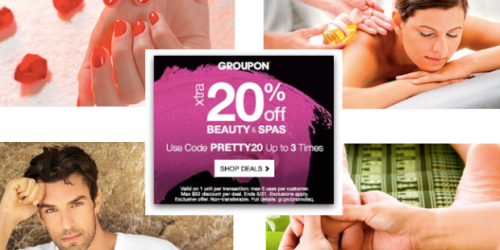 Groupon: 20% Off 3 Beauty & Spa Deals (Ends Today)