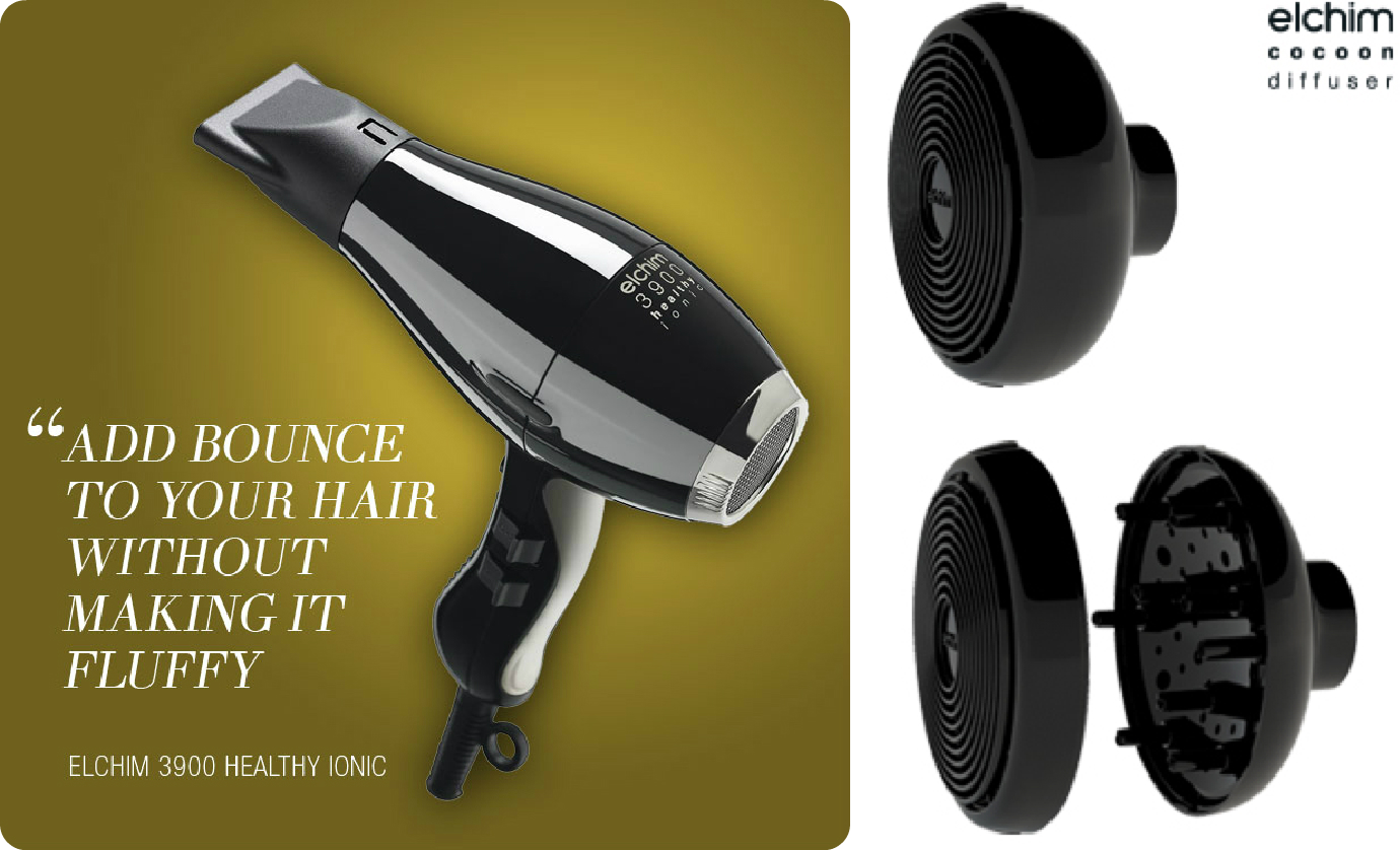 Highly Rated Elchim Healthy Ionic Hair Dryer w/ Cocoon Bidiffuser ONLY