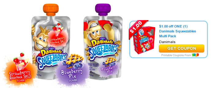$1/1 Danimals Squeezables Multi Pack Yogurt Coupon