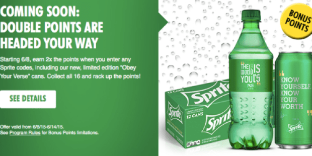 My Coke Rewards: Earn Double Points on ALL Sprite Codes (June 8th-14th Only)