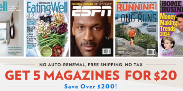 Magazine FIVE for $20 Bundle Sale – Just $4 Per Subscription (ESPN, Dwell, Eating Well & More)