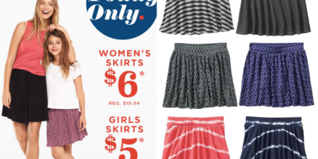 Old Navy Cardholders: $5-$6 Skirts for Women and Girls In-Store Only (Up to $19 Value) + More