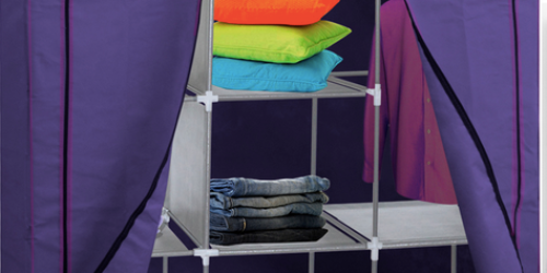 Portable Closet Storage Organizer w/ Wardrobe Rack AND Shelves $18.45 Shipped
