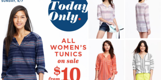 Old Navy: ALL Women’s Tunics $10 Both In-Store & Online (Up to $29.94 Value) – Today Only