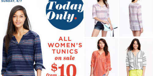 Old Navy: ALL Women’s Tunics $10 Both In-Store & Online (Up to $29.94 Value) – Today Only