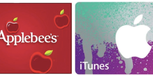 $50 Applebee’s & iTunes Gift Cards ONLY $40
