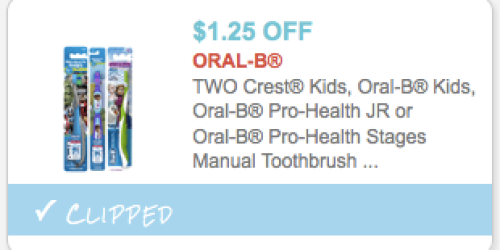 New $1.25/2 Kids Crest or Oral-B Toothbrush Coupon = Crest Toothbrushes Only 87¢ at Walgreens