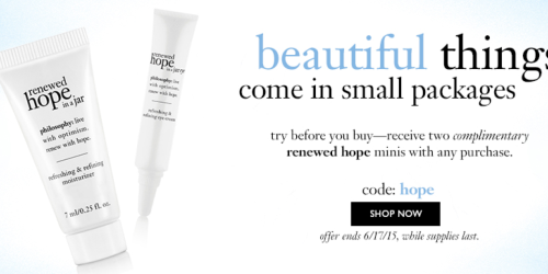Philosophy.com: TWO Renewed Hope Minis, Applicator Sponge Set, AND 3 Samples Only $7.75 Shipped + More