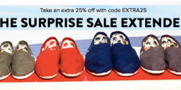 TOMS Surprise Sale: Extra 25% Off Styles for Kids, Women & Men (Today Only)
