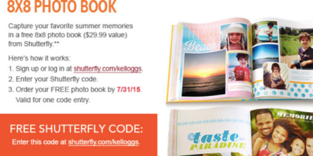 Kellogg’s Family Rewards Members: Possible Free 8X8 Shutterfly Photo Book (Check Your Inbox)