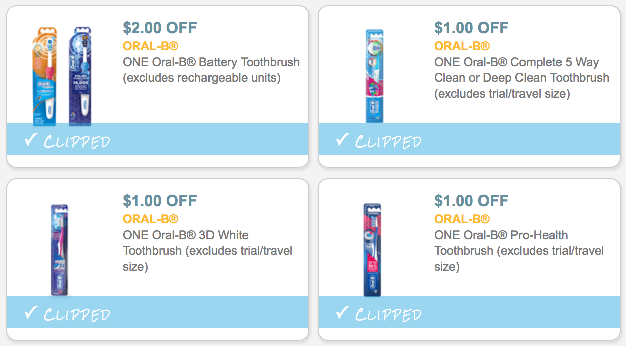 More *NEW* OralB Toothbrush Coupons = Select Toothbrushes 0.99 Each