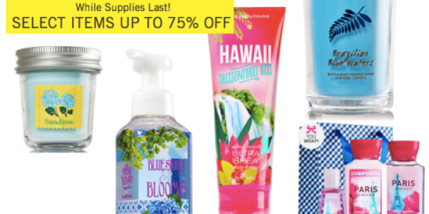 Bath & Body Works:  Up to 75% Off Select Items + FREE Shipping on $30 Order (Thru Midnight)