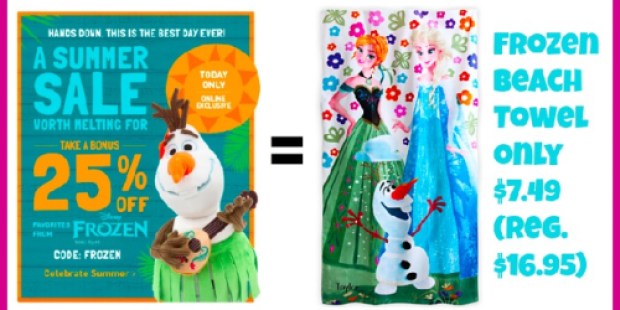 DisneyStore: 25% Off Frozen Favorites Purchase TODAY ONLY = Beach Towel Only $7.49 + More