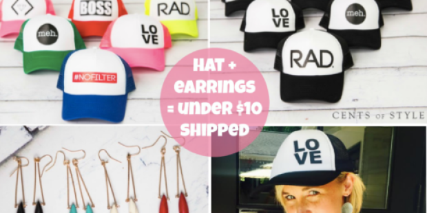 Trucker Hat AND Earrings Under $10 Shipped