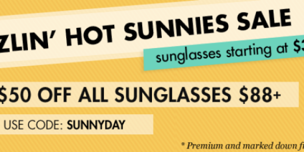 GlassesUSA: $50 Off Prescription Sunglasses AND Free Shipping (Use Code SUNNYDAY)