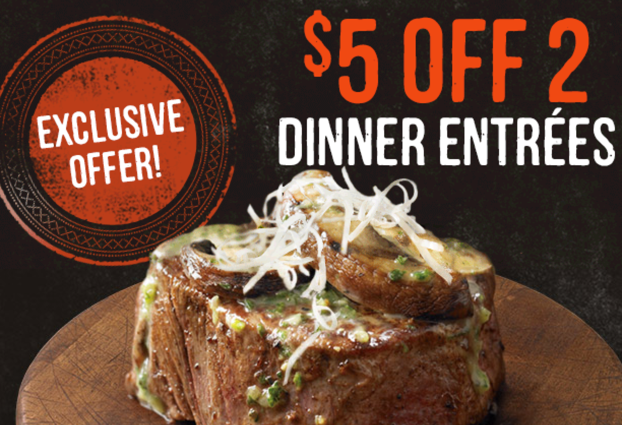 Outback Steakhouse 5 Off 2 Dinner Entrees