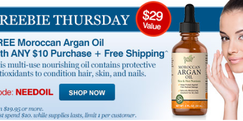 Puritan’s Pride: FREE Moroccan Argan Oil with ANY $10 Purchase + Nice Deal on Powdered Peanut Butter