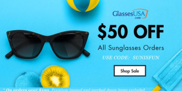 GlassesUSA: $50 Off Sunglasses AND Free Shipping