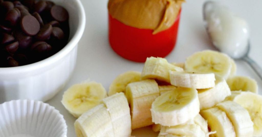 making banana peanut butter cups